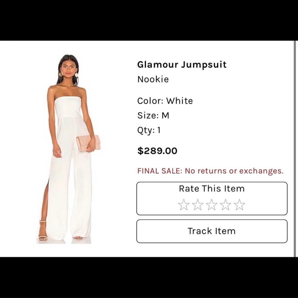 Nookie Glamour Jumpsuit White - Size M ALTERED